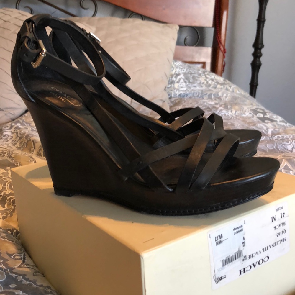 Coach Black wedge heels Size 9.0